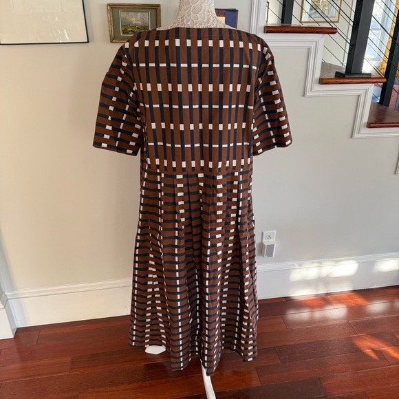 TOAST Brown Olin Poplin Dress Sz 18 Geometric Print - Picture 5 of 7